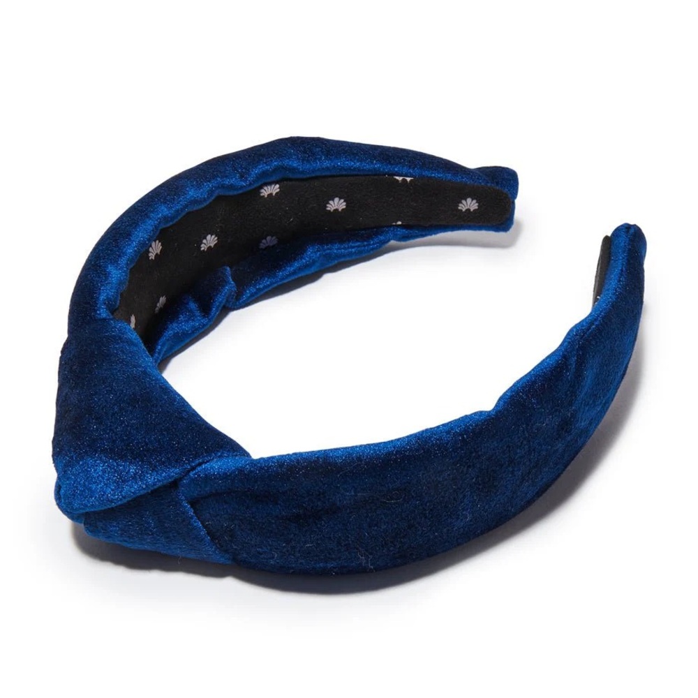 Lele Sadoughi Navy Velvet Knot Headband | Bestseller | Comfortable Wide Band - Picture 5 of 14